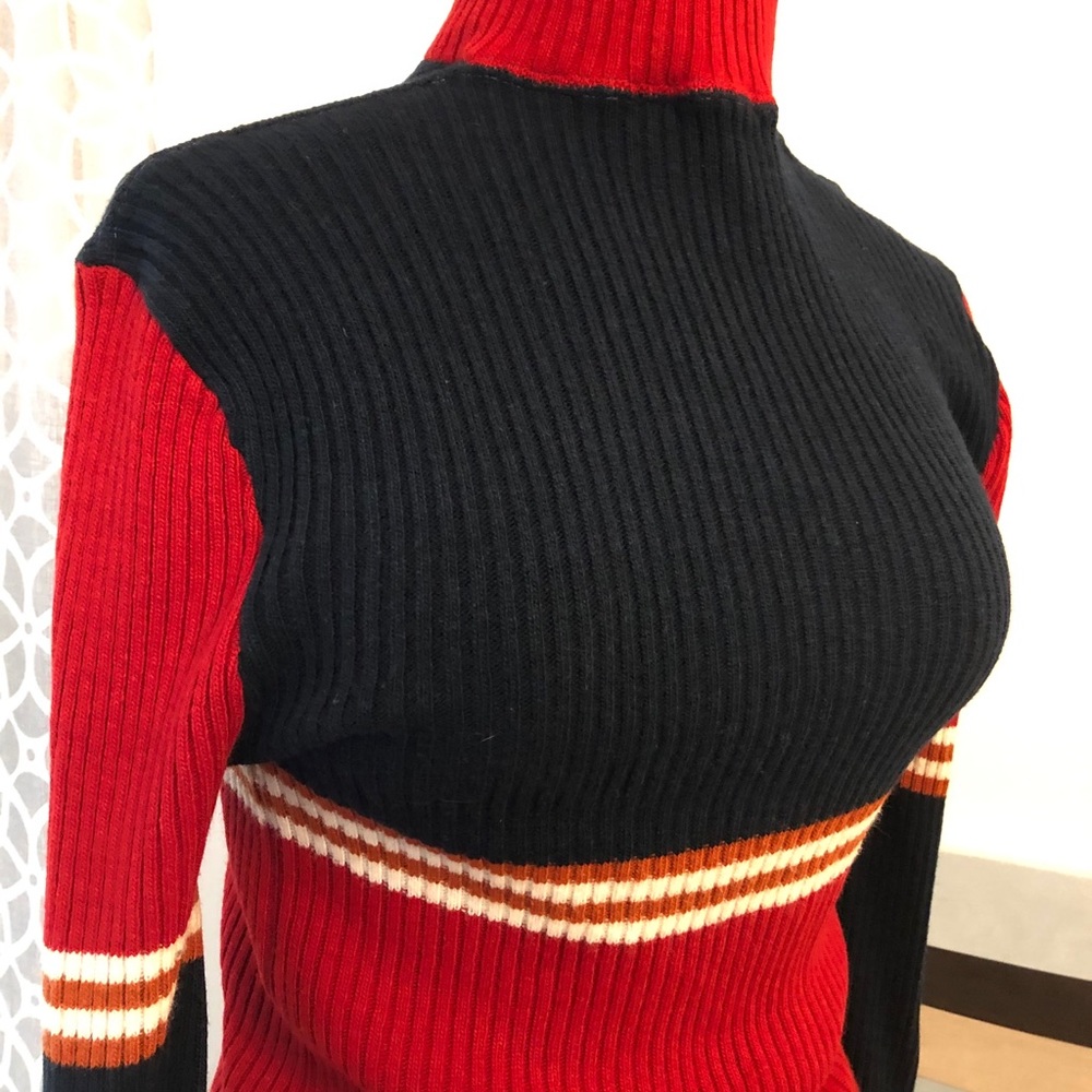 VTG Stripped Color Block Ski Sweater
